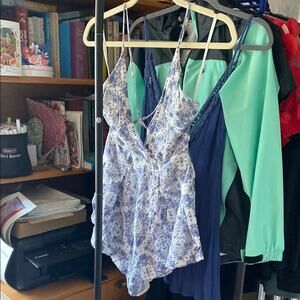 Rumor Boutique Blue Paisley Print Romper